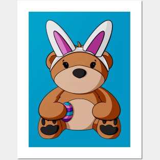 Easter Bunny Ears Teddy Bear Posters and Art